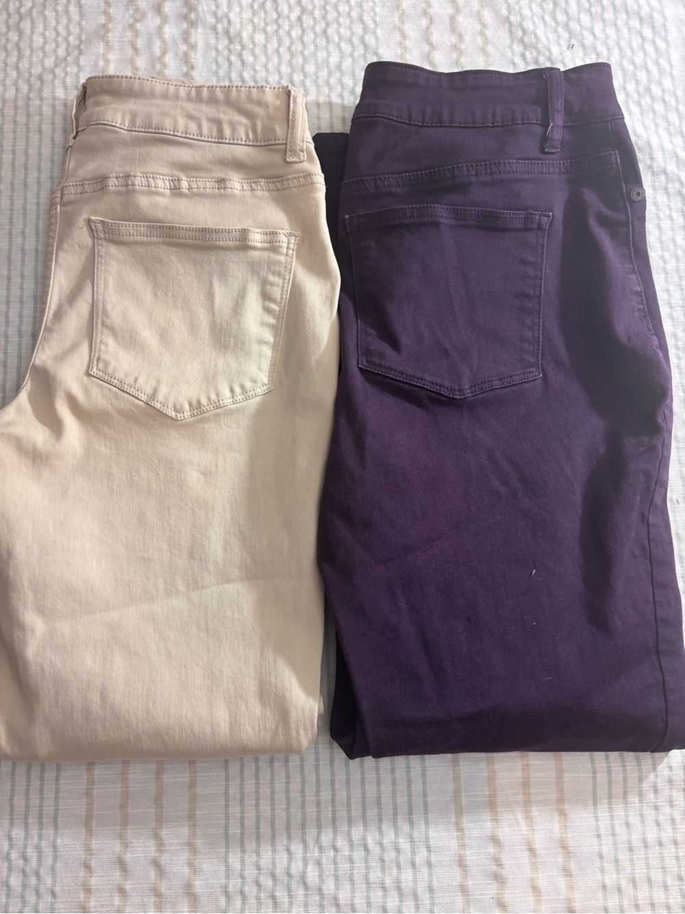 Maurices Skinny Pants in Cream and Deep Purple
